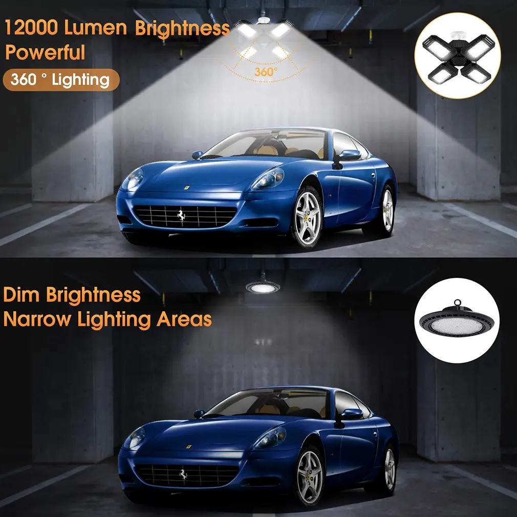 

Universal LED Garage Light 4 Leaf Cast Aluminum LED Garage Light LED Shop Light Ceiling Lighting For Basement Warehouse