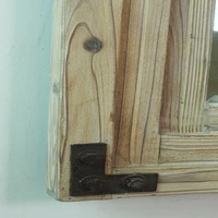 bathroom mirror wall mounted vintage natural wood frame square wall vanity shaving mirror for home decorative supplies