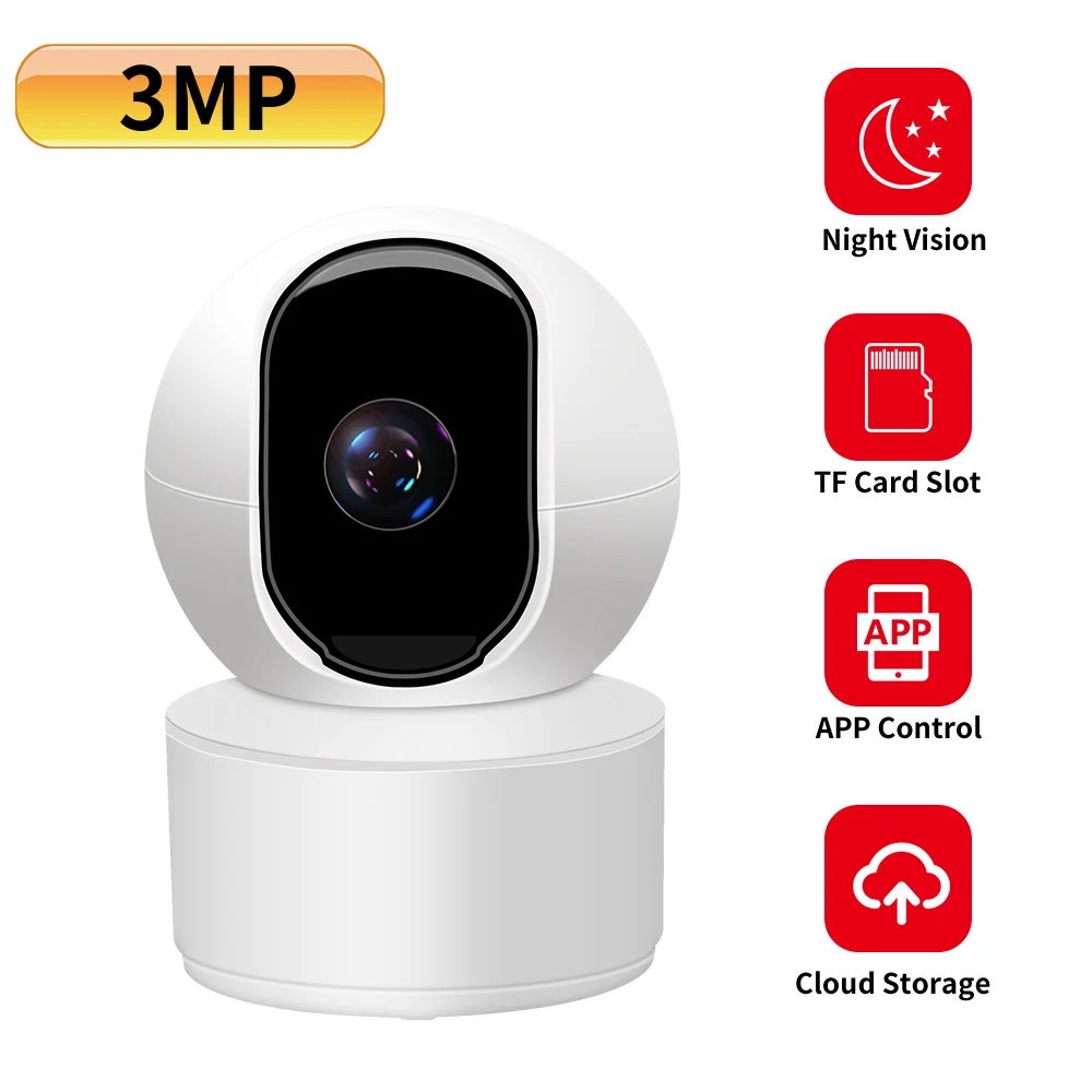 Ip-камера N_eye для домашней системы безопасности 3 Мп HD 2 4 ГГц Wi-Fi панорама/наклон