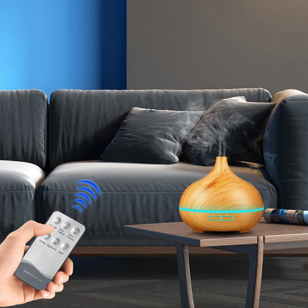 

KBAYB0 550ml Air Humidifier Aroma Essential Oil Diffuser Electric Ultrasonic cool Mist Maker for Home Remote Control