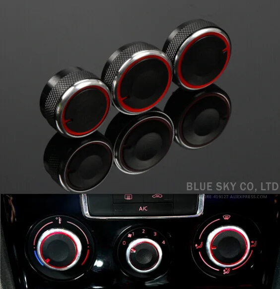 

3PCS Aluminum Alloy Air Conditioning Nnob AC Knob for Hyundai Elantra Verna heat control Switch knob Black