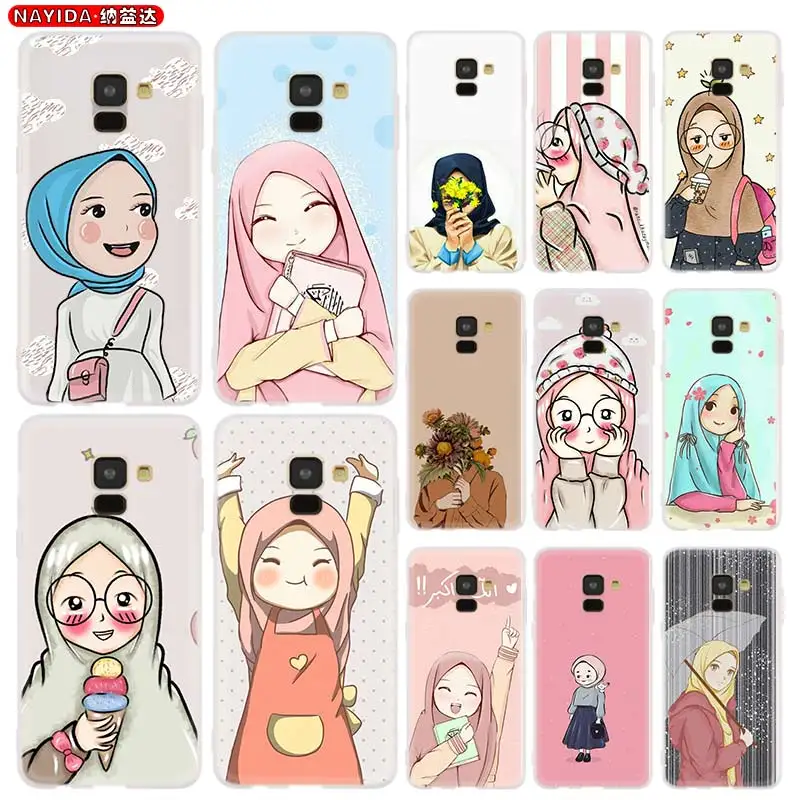 

Чехол для телефона Samsung A8, A6 Plus 2018, 2017, A10, A30, A40, A50, A71, A70, A80, A90, A9, A7, A5, звезда, милая мусульманская девушка, мультяшный
