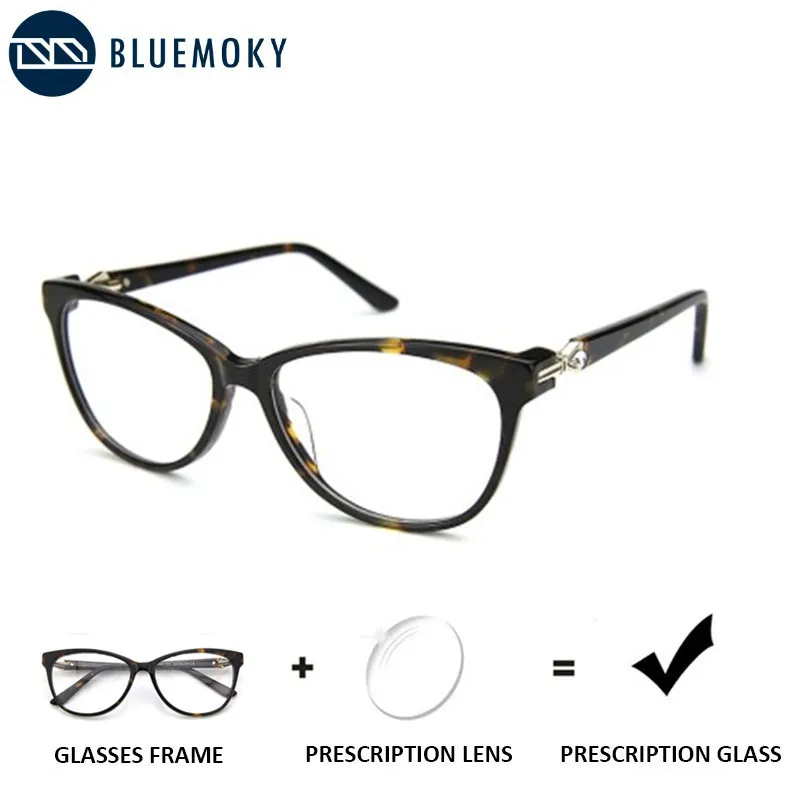 

BLUEMOKY Acetate Cat Eye Glasses Frame Women Retro Anti Blue Light Optical Spectacle Frames Clear Lens Prescription Eyewear