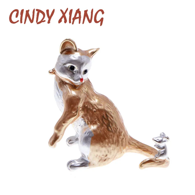 Женская эмалированная заколка CINDY XIANG забавная в форме кошки 2 цвета 2020|Броши| |