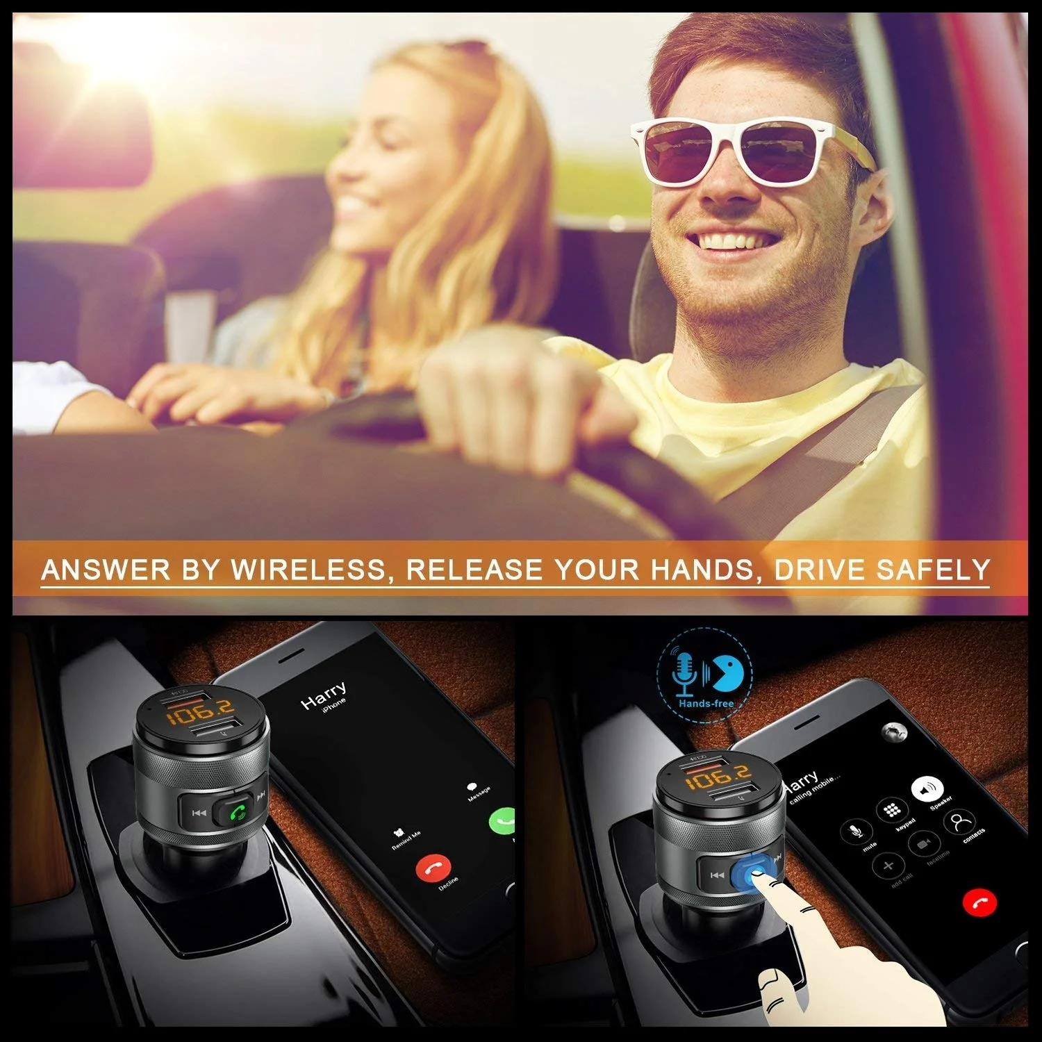 SRUIK Bluetooth fm передатчик QC3.0 автомобильный адаптер с двумя usb портами зарядное