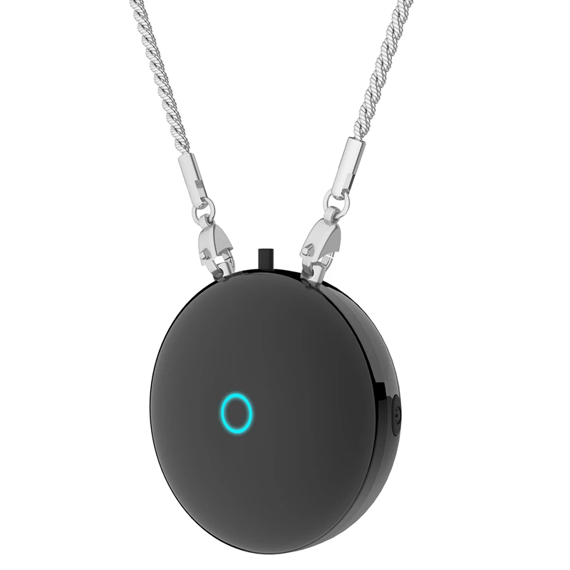 

2 Set Personal Wearable Necklace Type Neck Air Purifier Mini Negative Ion Air Purifier Black & Blue
