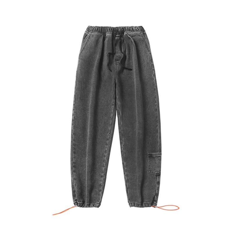 

Men Jeans Korean Chic Casual Loose Men Denim Trousers Tie Feet Drawstring Spring And Autumn Trend Pantalones De Hombre S-3XL
