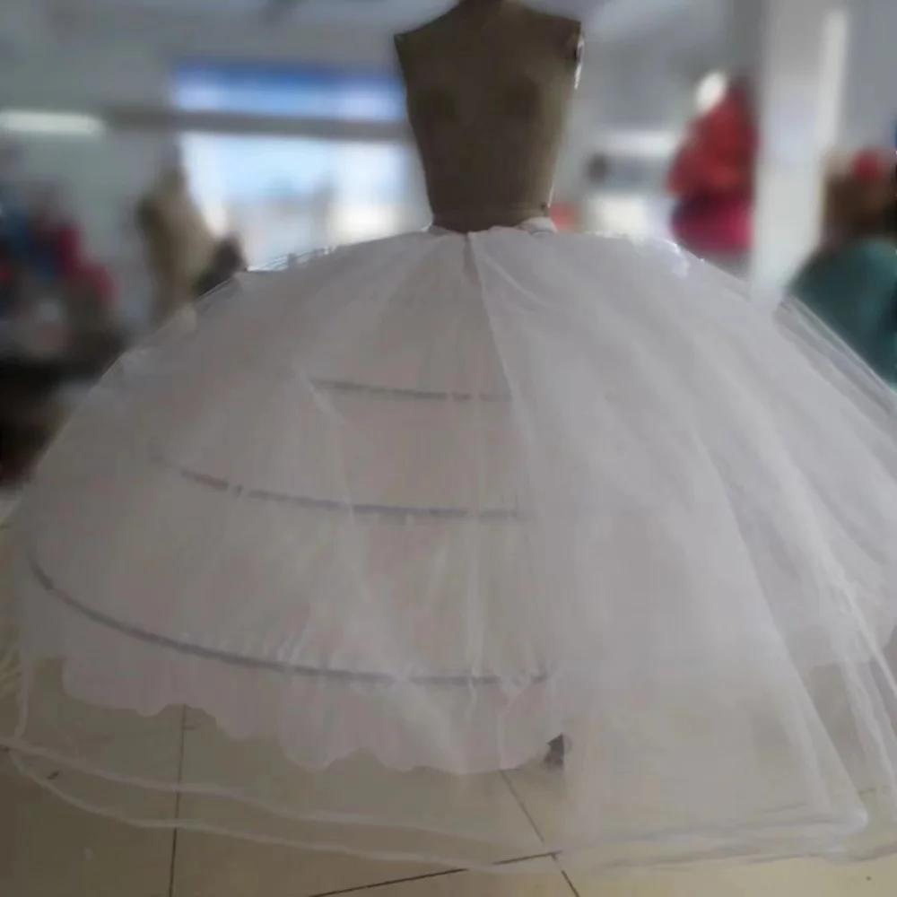 New Hot Sell 4Hoops Big White Petticoat Super Fluffy Crinoline Slip Underskirt For Wedding Dress Bridal Gown In Stock