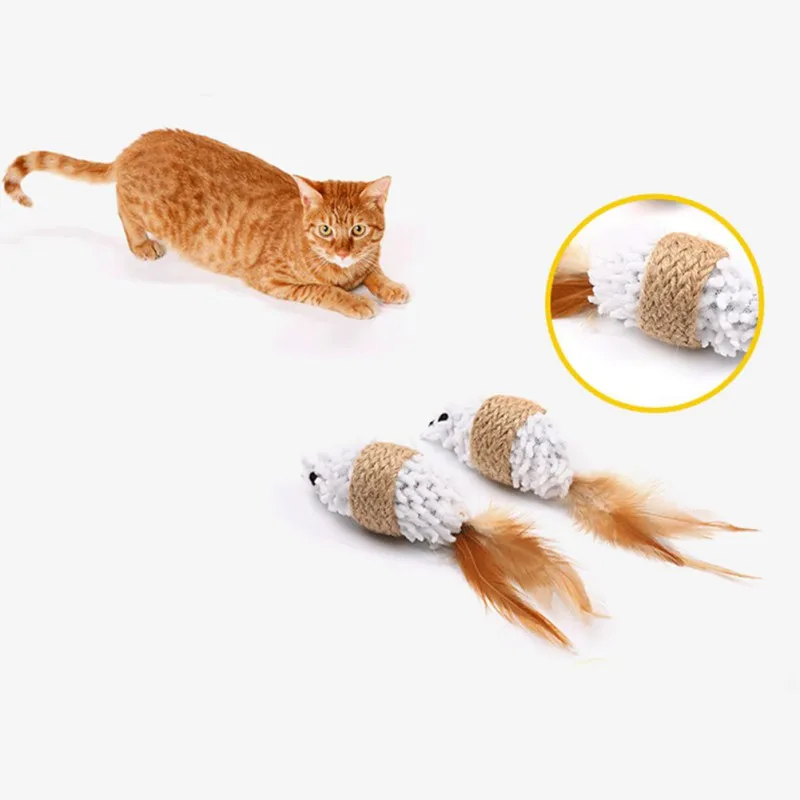 

Portable lovely Cat Toys Mouse Ball Feather Toy With Mint Funny Cat Teaser Interactive Pet Catnip Toy