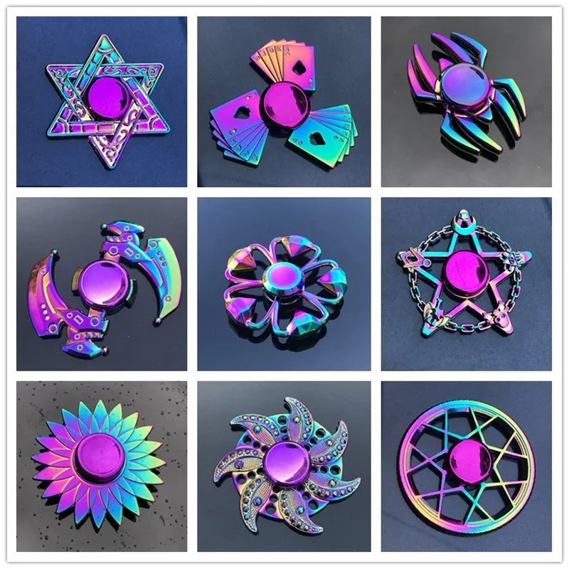 Металлический Радужный Спиннер красочный ручной для повседневного