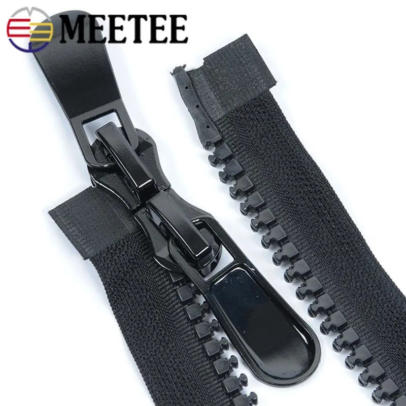 Meetee 2 шт. 120 см 8 # Смола открытый конец двойной слайдер головы молния для пуховой
