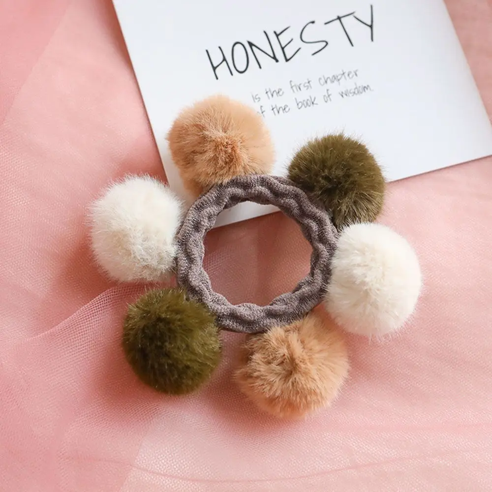 

Fur Ball Elastic Girl Womens Ponytail Holders Plush Ball Hair Ring Elastic Hair Rope Hair Tie Accessories Rubber Hairband
