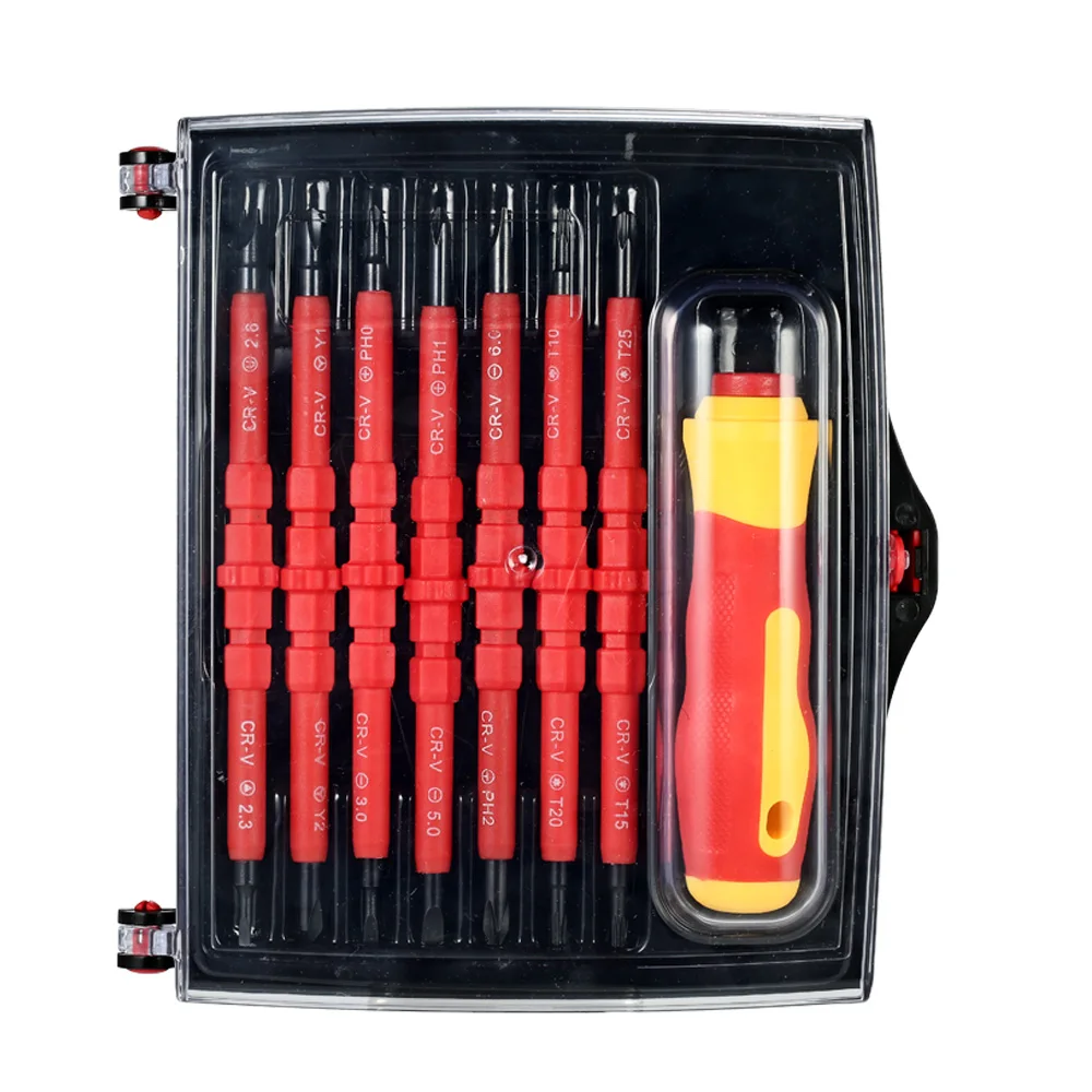 

7 in 1 1000V Changeable Insulated Screwdrivers Set with Magnetic Phillips and Slotted Bits Electrician Repair Tools Kit