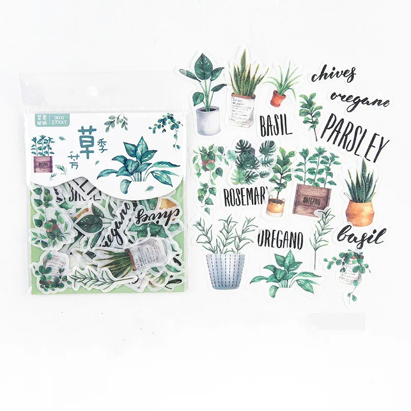 

40pcs/pack Cute Stationery Decals Kawaii Stickers Scrapbooking Washi Paper Autumn Flower Deco DIY Journal Planner Album Label