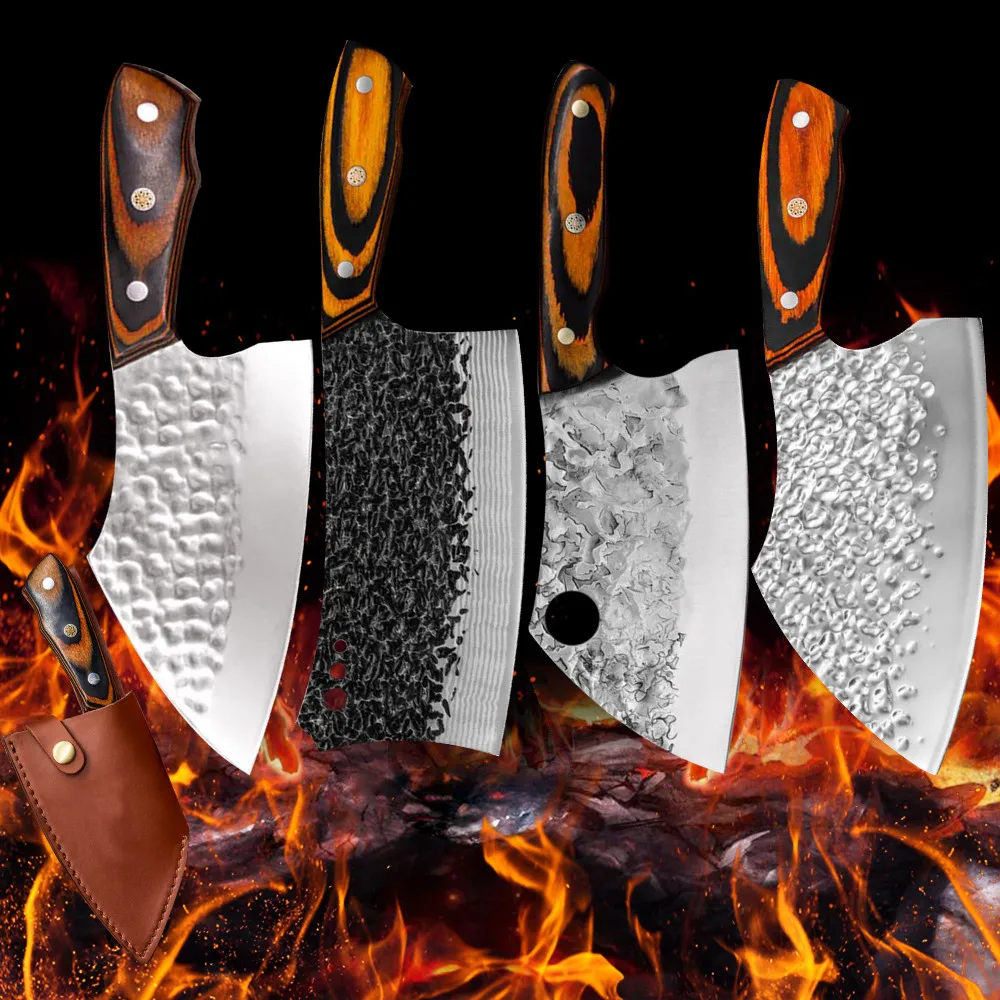 Кованый кухонный нож китайский традиционный ручной из нержавеющей стали 5Cr15