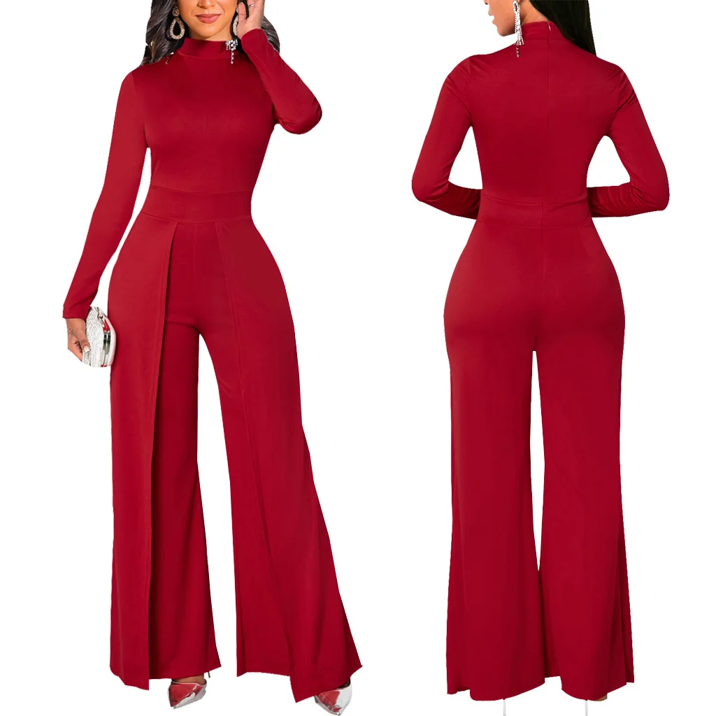 

Элегантный женский офисный комбинезон, облегающие комбинезоны с длинным рукавом, Женский уличный комбинезон, женские комбинезоны с широки...