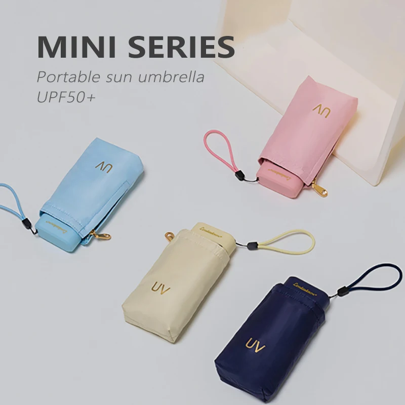 

Hot Sale 14cm Mini Umbrella Rain Women Six Folding Pocket Sun Umbrella Travel Small Portable Parasol UPF50+ Anti UV Colorful