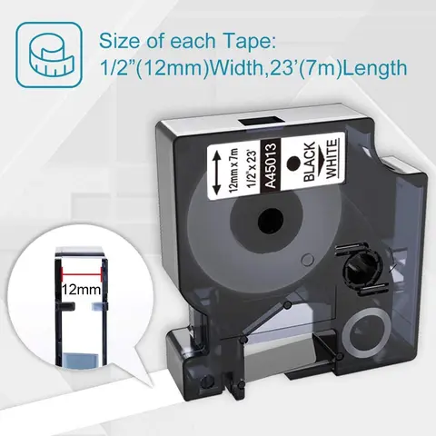45013 совместимая лента Dymo D1, этикетки, лента 45013 S0720530, сменная черно-белая этикетка кассета для Dymo LabelManager PnP 160 360D