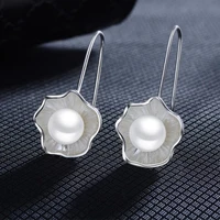 fashion imitation pearls earrings for women temperament creative silver color lotus flower earring female daily wear jewelry2021