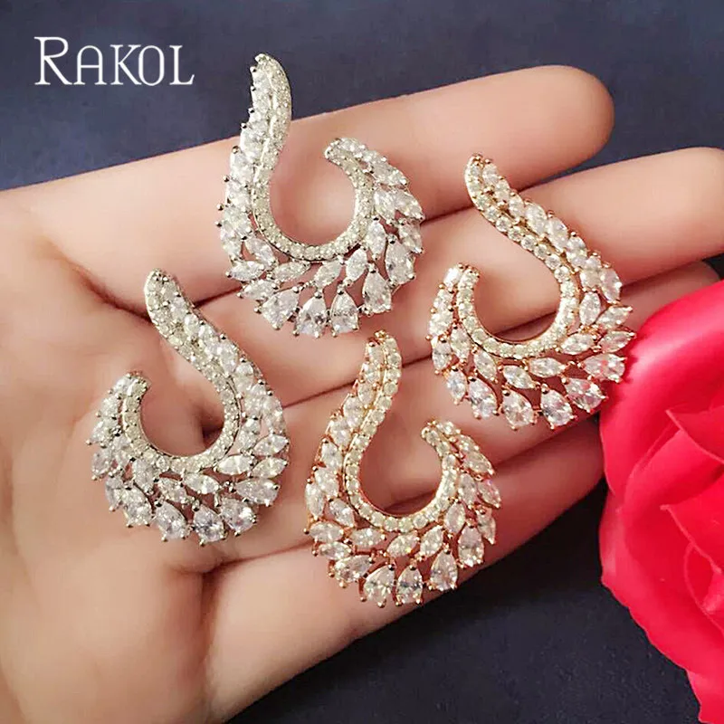 RAKOL рождественские серьги прозрачные с цирконием кубической огранки в форме