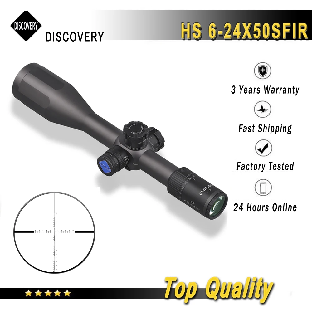 

Discovery HS 6-24X50SFIR First Focal Plane Hunting Scope 30mm Tube Riflescope Side Parallax Air Rifle Shooting Optical Sights