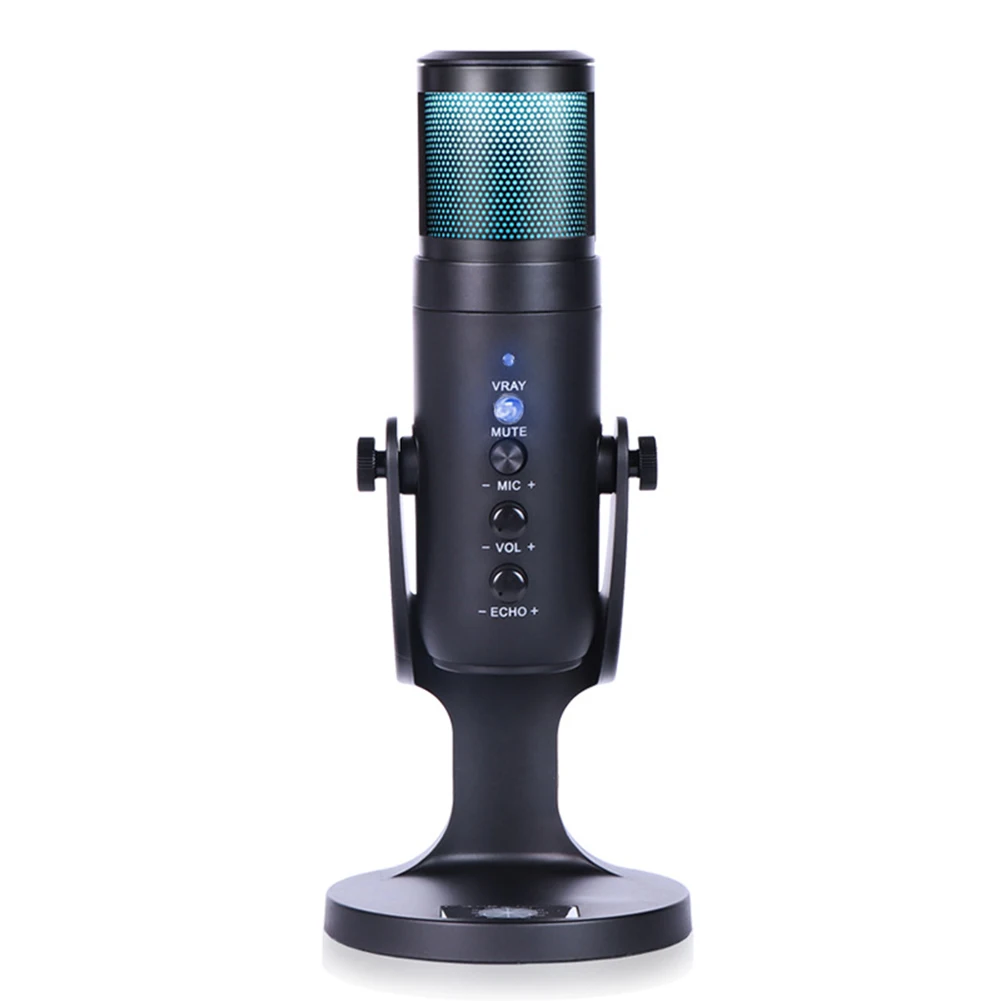 

JD-950 USB Microphone RGB Light Condenser PC Computer Mic Stand for Gaming Video Live Streaming Recording Vocals Voice Over