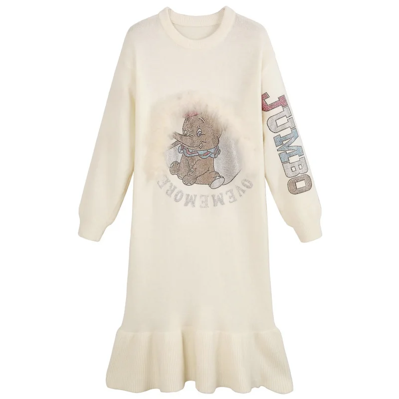 Вязаные платья для осени и зимы 2020 модные длинные женские с оборками