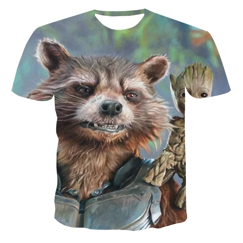 

2021 Summer New Men'S Animal Print 3D Polyester O-Neck Casual Street Wear Short-Sleeved T-Shirt