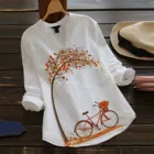 Женская Повседневная Блузка на пуговицах, с цветочным принтом, длинным рукавом и V-образным вырезом, 2021