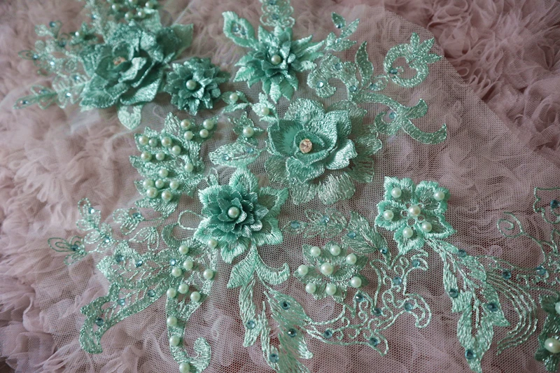 1 шт. Золотая 3D Кружевная аппликация из бисера золотистые вышитые кружевные