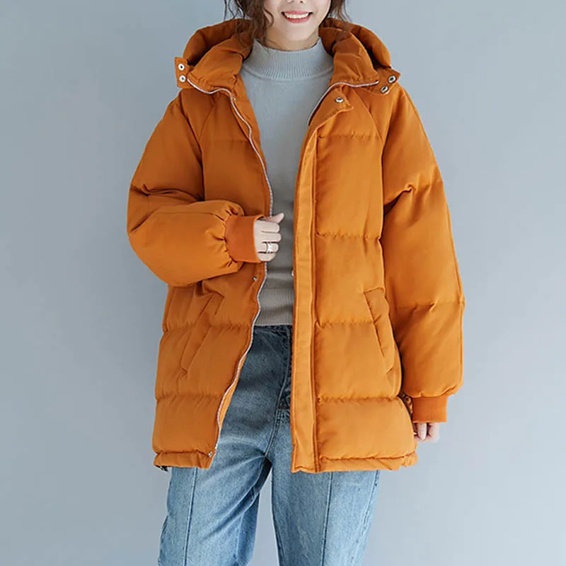 Зимние куртки для женщин большие размеры Обхват груди 140 см 7XL 8X пальто оранжевый