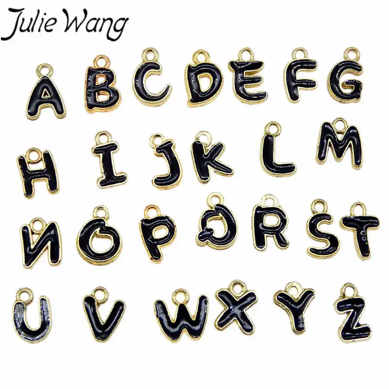 Julie Wang эмаль A-Z буквы амулеты сплав Английский алфавит двухстороннее ожерелье