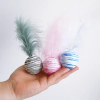 funny cat toy star ball plus feather eva material light foam ball throwing toy star texture ball feather toy for dog cat supplie