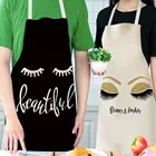 Фартук для женщин и детей, Льняной Фартук без рукавов с ресницами, черный, розовый, аксессуары для приготовления пищи, выпечки, корейские кухонные принадлежности