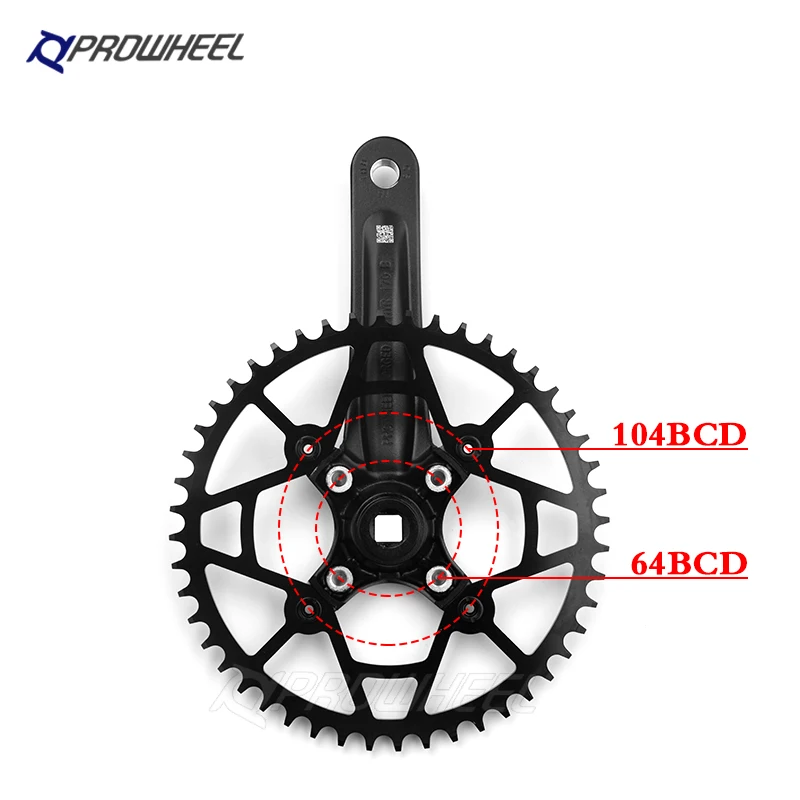Звездочка квадратного отверстия для велосипеда PROWHEEL 104BCD 170/175 мм коленчатая