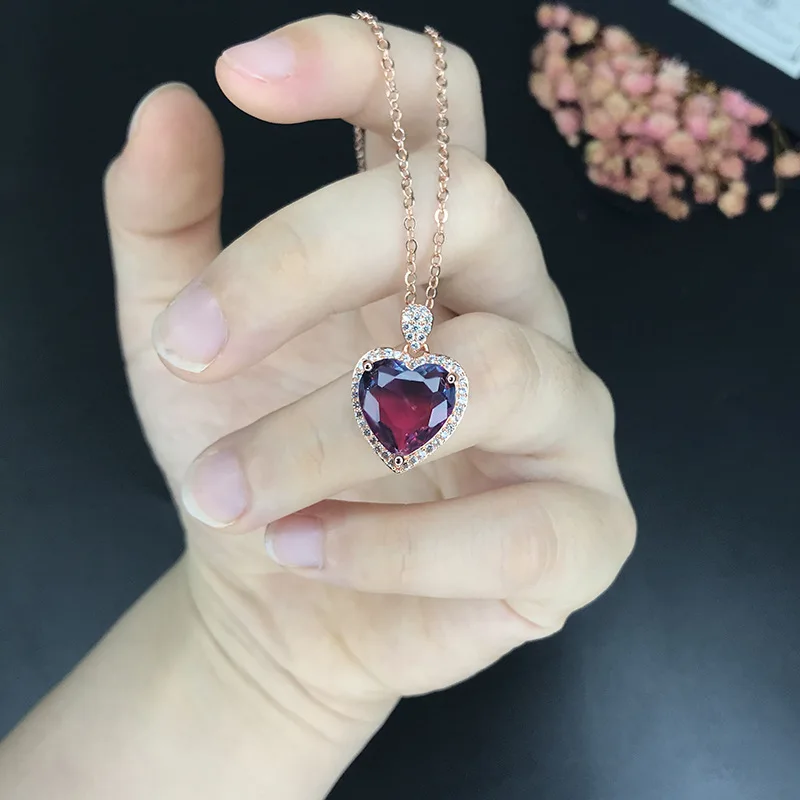 14K розовое золото цвет ожерелье Rubellite драгоценный камень кулон для женщин Colgante Plata
