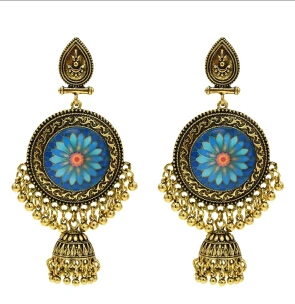 D Индийские серьги для женщин Jhumka Золотая кисточка Большие колокольчики висячие серьги жажда цветок Афган Египетский Цыганский Тюрк этнические ювелирные изделия - Окраска металла: D