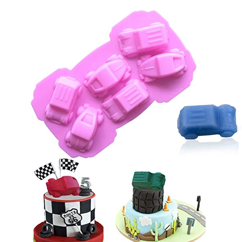 

6 Cavity Car Shape Silicone Chocolate Mold Cars Candy Mold For Jello Crayons Fondant Hard Candy Keto Fat Bombs Jelly Pudding