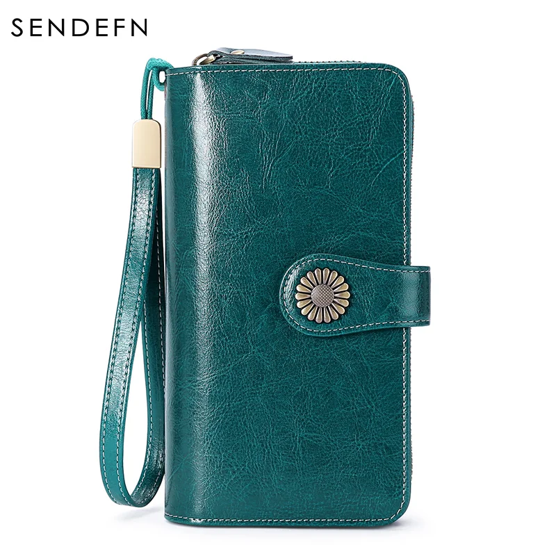 Женский Длинный кошелек из спилка SENDEFN на молнии с ремешком для монет и денег