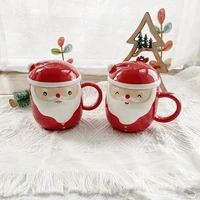 looking high value hot sale santa claus ceramic cup mug milk cup student couple holiday gift lovely cartoon festive