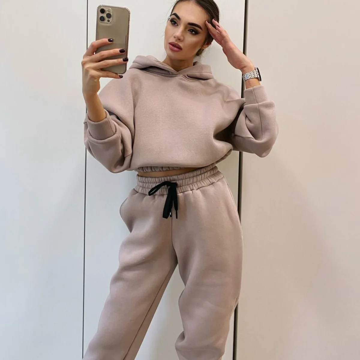 

Women's Outdoor Sports Suit Jogging Cycling Fitness 2021 Autumn and Winter Women's Hot-selling New Casual Suit Two-piece Female