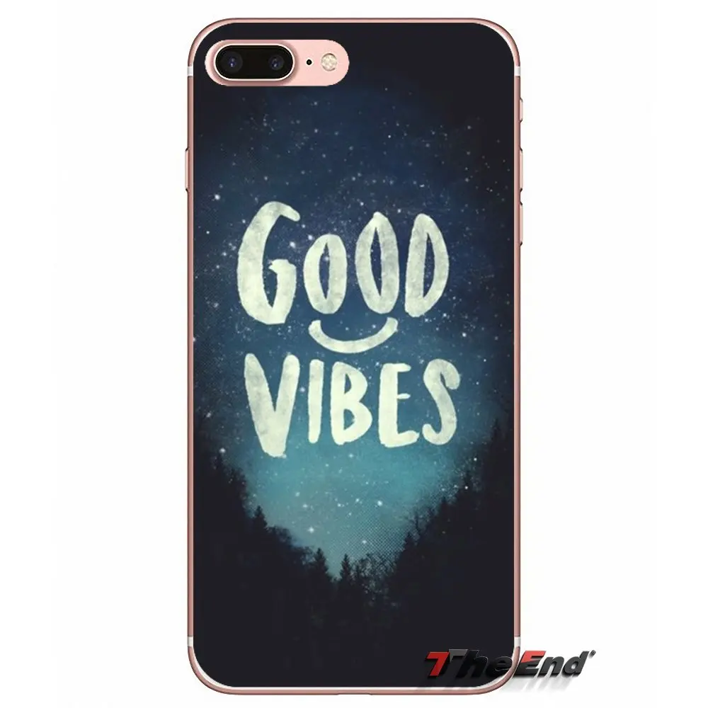 Для Samsung Galaxy J1 J2 J3 J5 J7 A3 A5 A7 2015 2016 2017 J330 J530 J730 цитаты good vibes only прозрачные мягкие чехлы