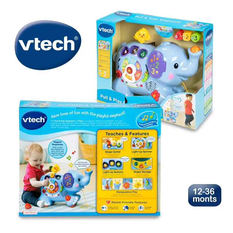 VTech Pull &amp Play Elephant Toy With animal sounds for 12-36 month Baby | Игрушки и хобби