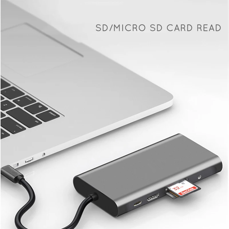 USB C 3 1 до 1000 м RJ45 концентратор адаптер 4K HDMI PD VGA 1080P 5 мм AUX аудио разъем Micro/SD слот