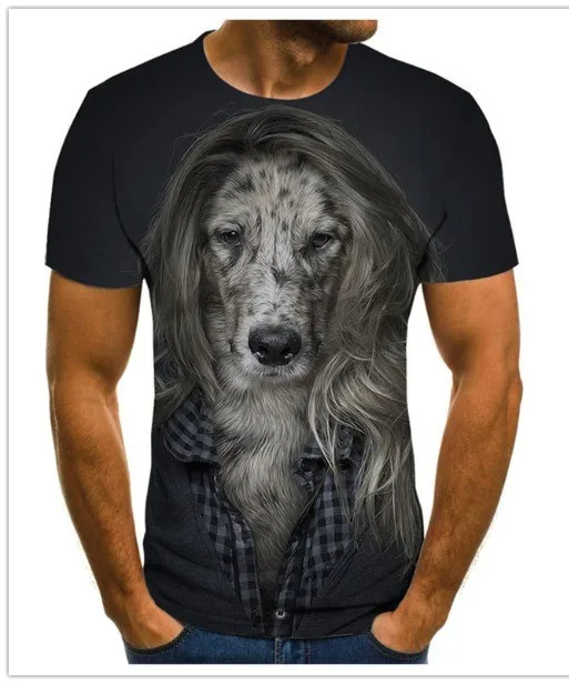 

Dog pattern men's T-shirt men's summer casual 3DT-Shirts interesting men's tops O-neck shirts plus size streetwear
