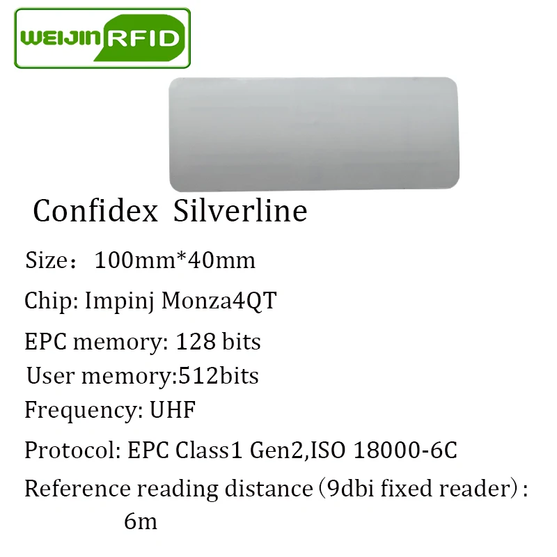 

UHF RFID ultrathin anti metal tag confidex silverline 915m 868mhz Impinj M4QT 10pcs free shipping printable PET passive RFID tag