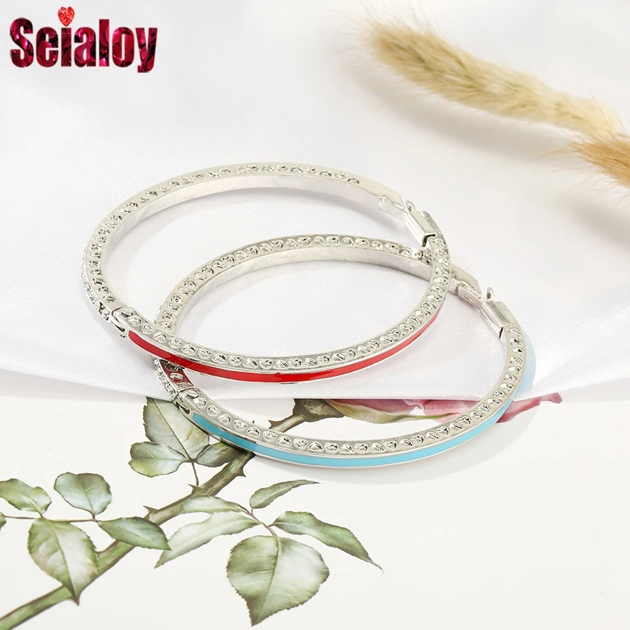 Seialoy модные красные и синие циркониевые браслеты в форме сердца для девочек