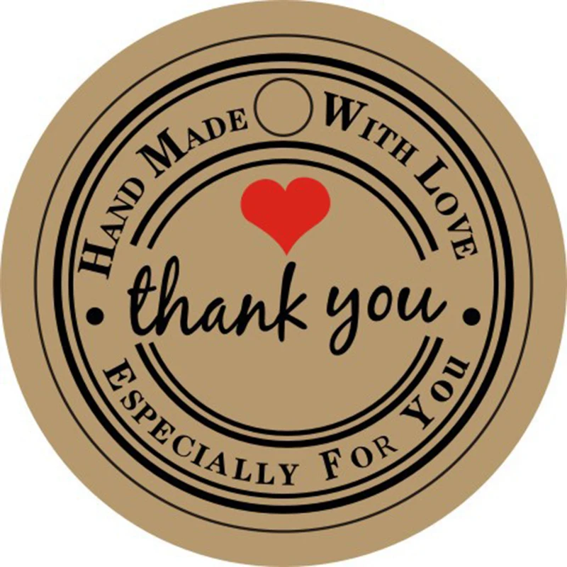 

100pcs Round Kraft Paper Thank You Cards For Small Business Packaging Birthday Party Supplies Wedding Decoration
