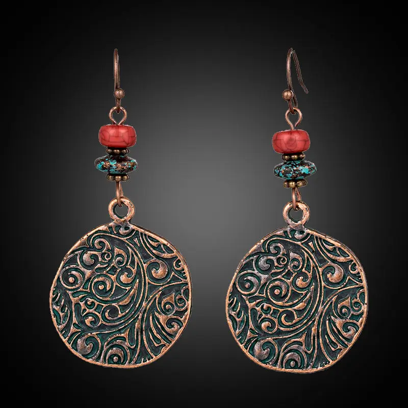 Серьги-подвески в этническом стиле женские стильные винтажные висячие