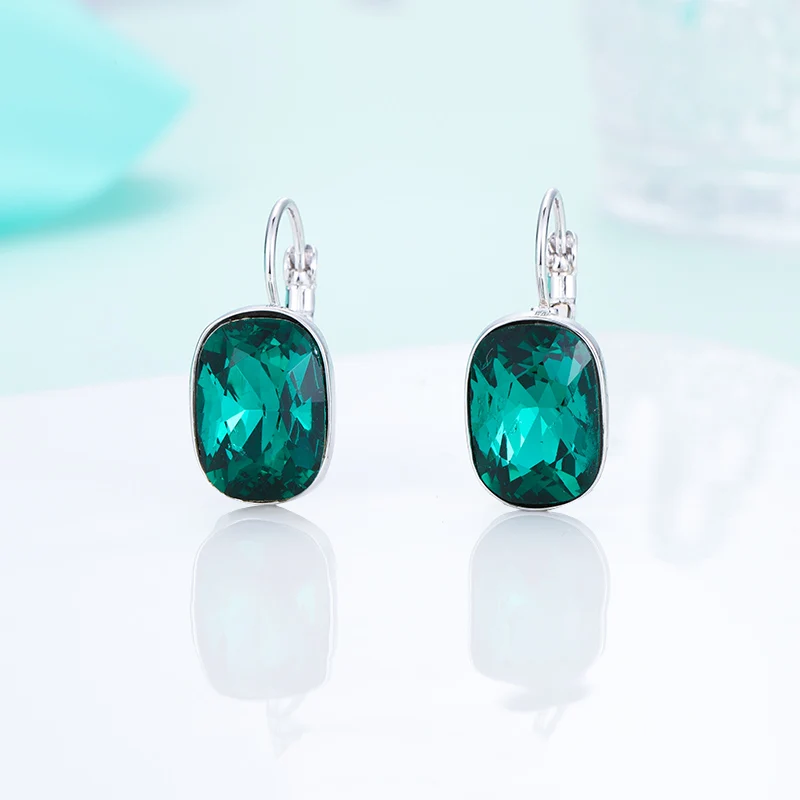 silver-green Женские квадратные серьги-гвоздики MAIKALE, большие винтажные разноцветные серьги с австрийским кристаллом из фианита, ювелирные изделия со стразами для вечеринки - Окраска металла: silver-green